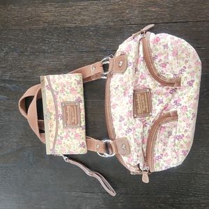 Union Bay purse and matching wristlet/wallet combo. Floral print.